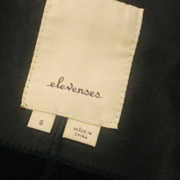 ANTHROPOLOGIE UK ELEVENSES Asymmetrical Zipper Black Leather Moto Jacket Sz S - Picture 8 of 9